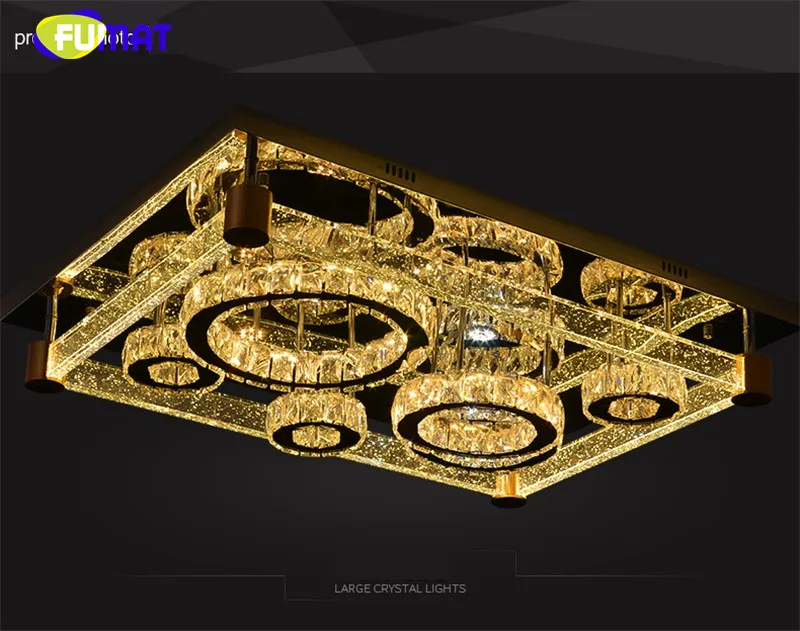 Фумат Кристалл K9 квадратный потолочный с дистанционным управлением лампы роскошная люстра огни светодиодный Luminaria жизни Обеденная свет