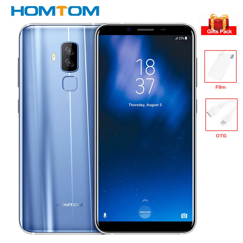 HOMTOM S8 4G B + 6 4G B смартфон 4G 5,7 ''18:9 5 В/2A 13MP + 16MP камеры Восьмиядерный MTK6750T мобильный телефон Android 7,0 отпечатков пальцев 3400 мАч