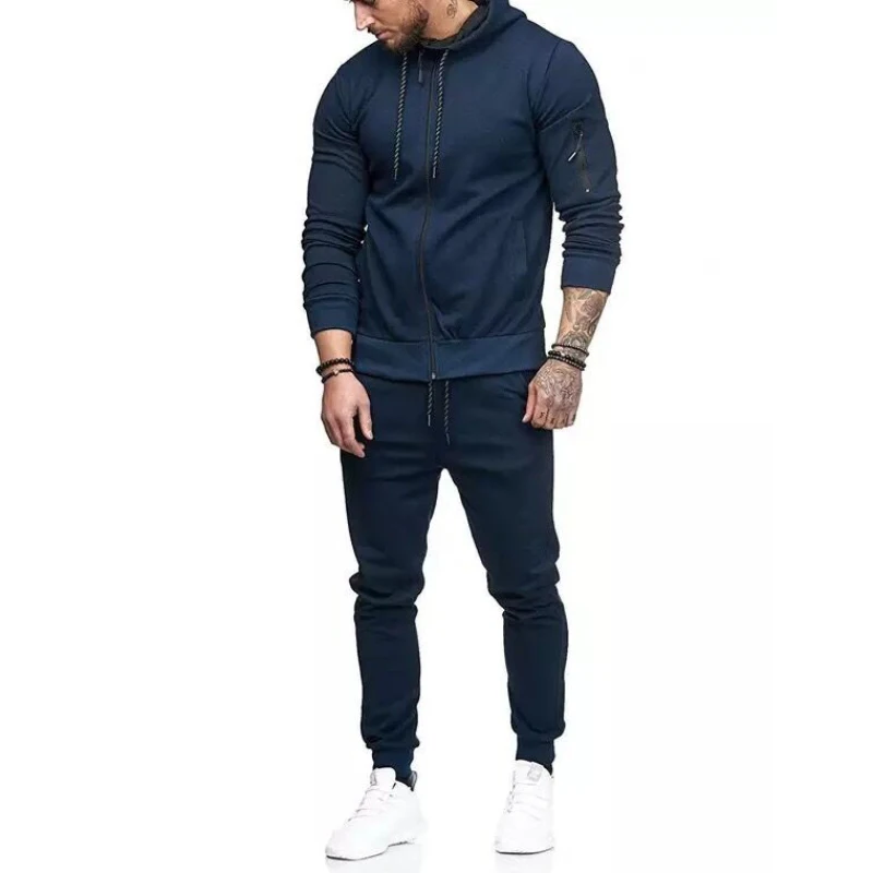 Men Set Running Gym Sportswear Tracksuit (10)