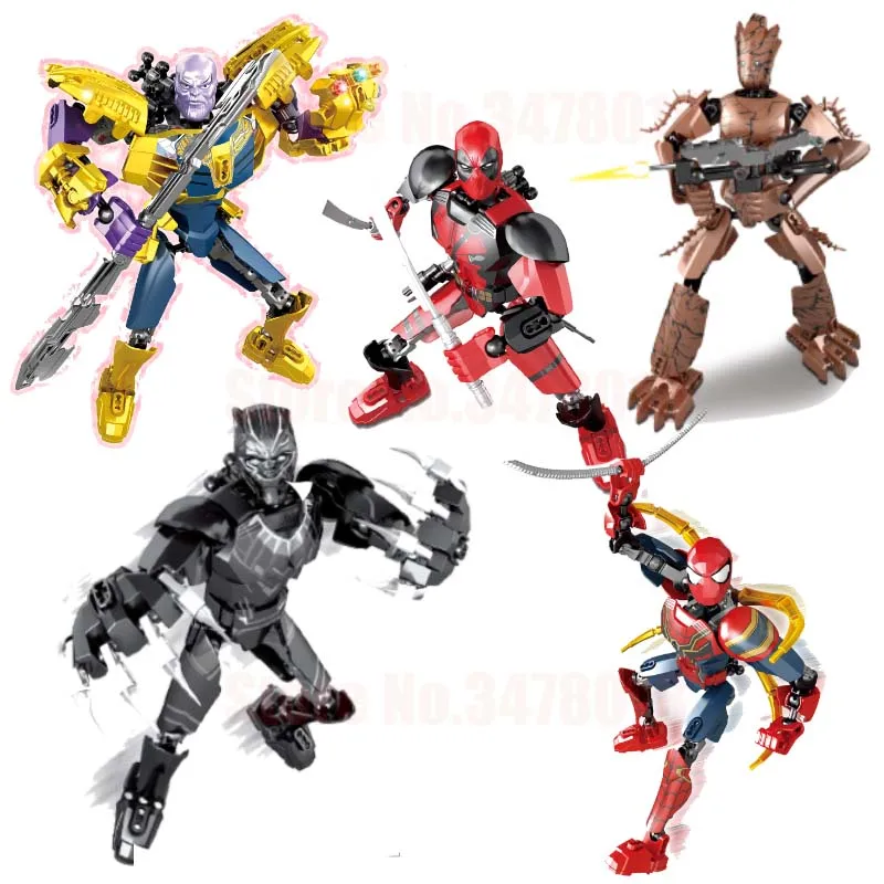 

Super Heroes Marvel Avengers Infinity War Iron Man Thanos Thor Black Panther Spiderman Deadpool Building Blocks toy