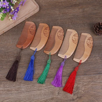 

1Pc Vintage Peach Wood Hair Comb Portable Massage Scalp Anti-static Massage Hair Comb Women Hair Styling Tool 5.5*12.5cm