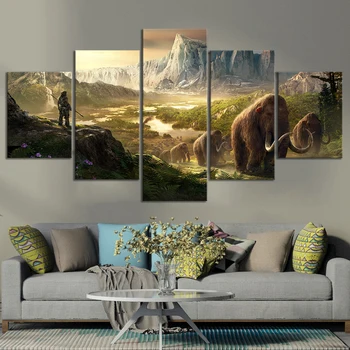 

5 Piece HD Fantasy Art Game Scene Poster Paintings Far Cry Primal Video Game Poster Artwork Wall Paintings for Home Decor