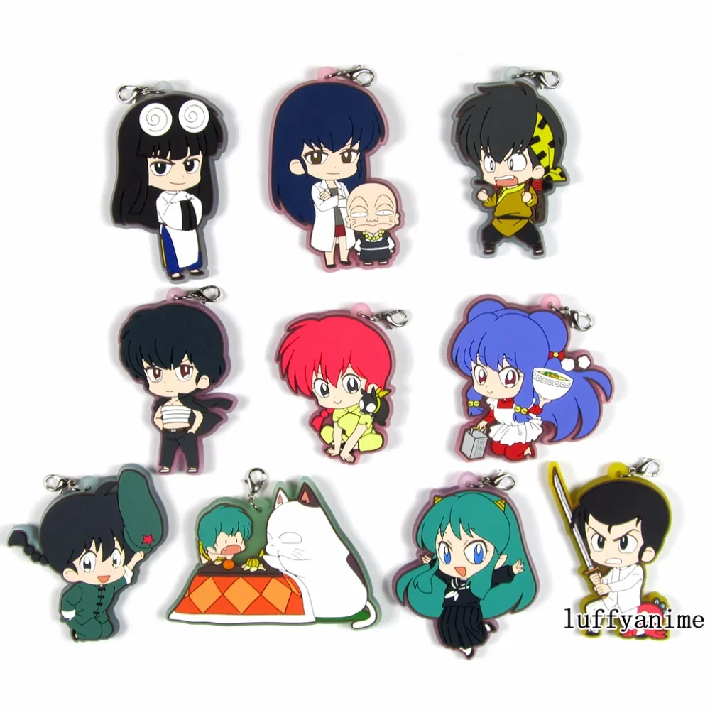 

Rumiko Takahashi Ranma Inuyasha Urusei Yatsura Rubber pendant anime Action Toy Figures Mobile Phone Accessories strap Keychain