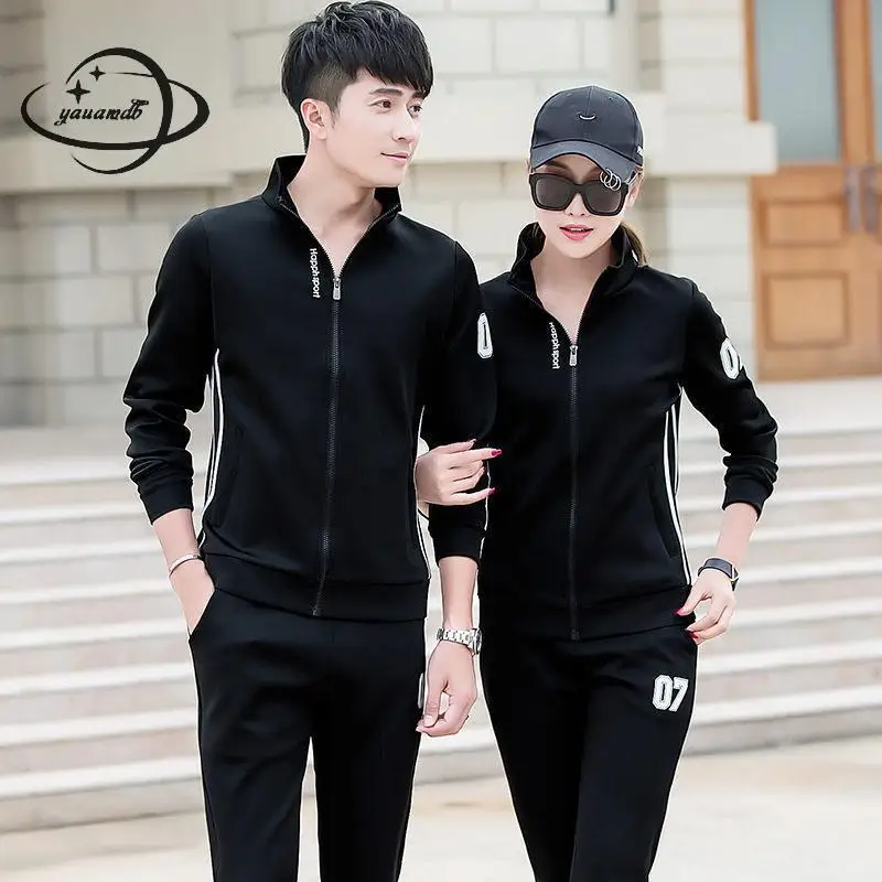 

YAUAMDB men clothing set 2018 spring autumn size L-4XL male suits long sleeve jacket+pants 2 pcs stripe sportwear clothes ly100