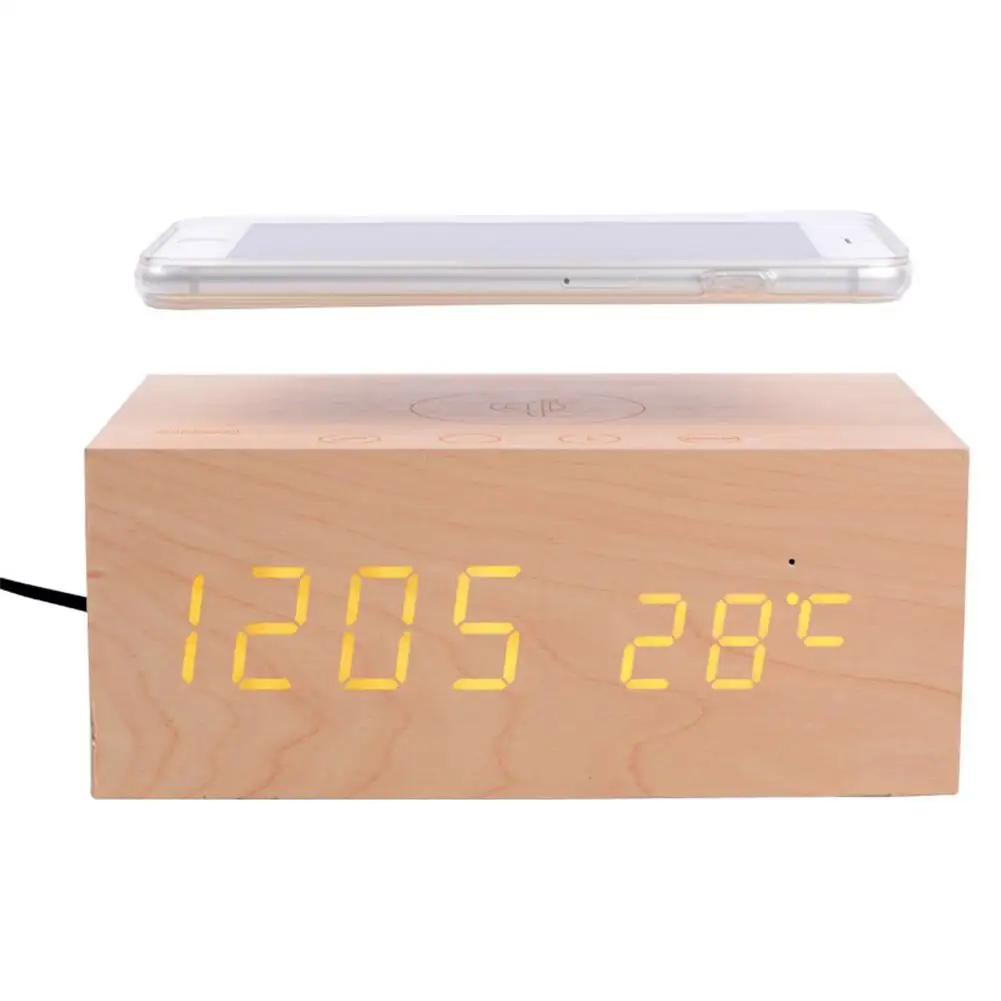 

Wireless speaker bluetooth speakers wood universal qi Wireless charger clock thermometers desktop AUX NFC for phone USB