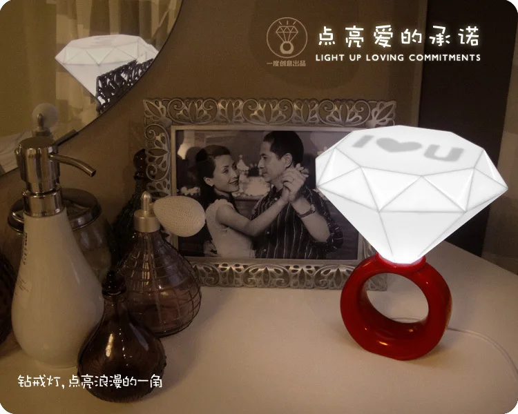USB кольцо с бриллиантом светодиодный Ночной светильник подарок ко Дню Святого Валентина 3D декоративные светильники свадьбы романтический светильник s Теплый белый атмосфера светильник s