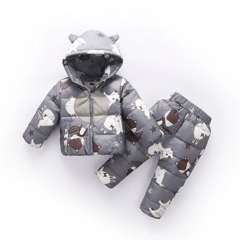 

Zipper Overalls Children'S Winter Kid Down Jacket Set Soft Down Jacket Down Pant Suit Baby Clothes Boys Girls Free Shipping