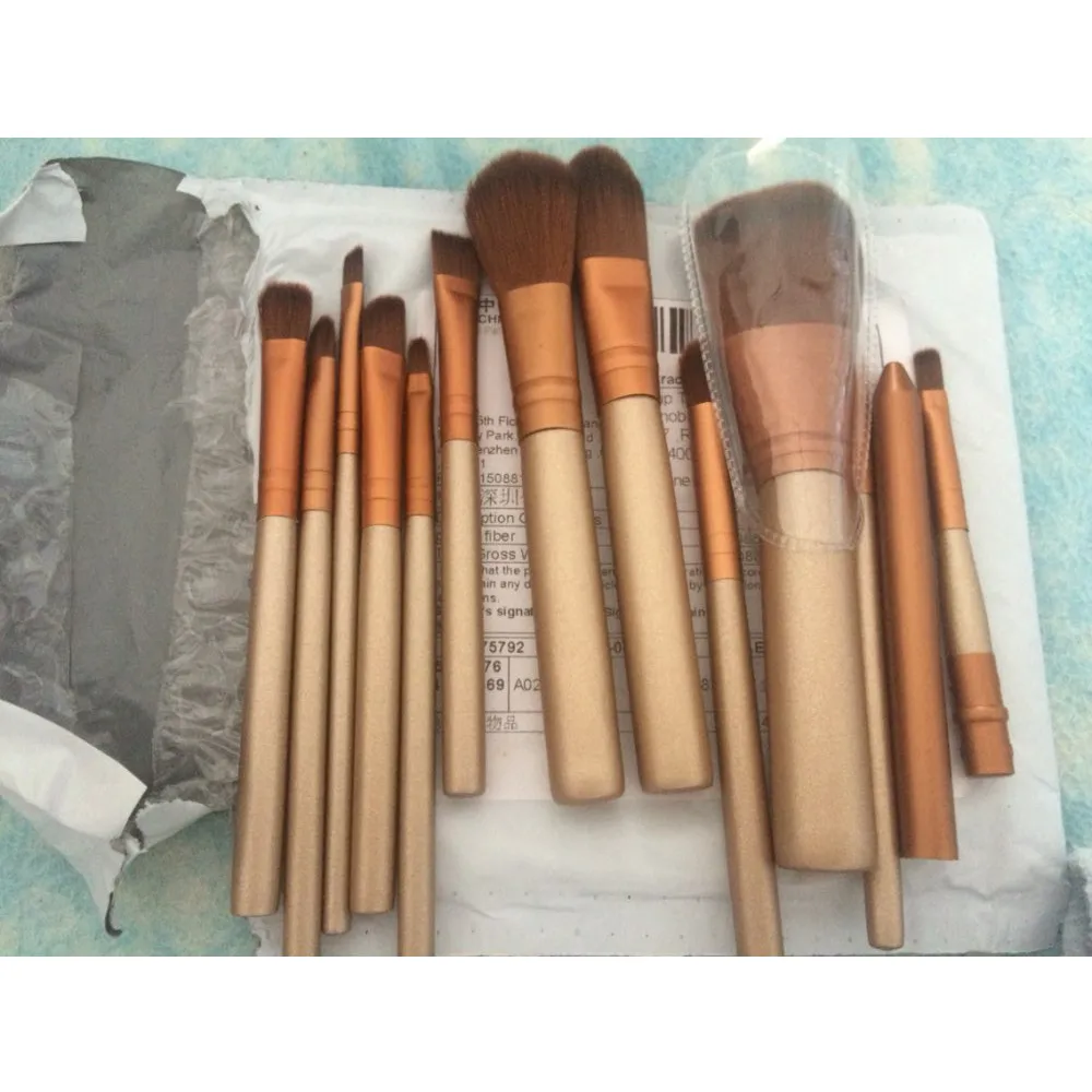 12 Pcslot Make Up Brushes Set Foundation Face Eye Powder Blusher Professional Cosmetics Makeup Brush Tools Maquiagem Gold (3)