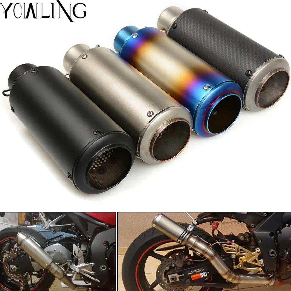 motorcycle modified muffler carbon fiber exhaust pipe For YAMAHA YZF R25 R15 R6 R125 MT-07 MT kawasaki z750 Z800 FZ8 FZ1 FZ6R ZX
