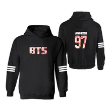 Korean Stars BTS Classic in Bangtan Boys Women Hoodies Sweatshirts Hoody 3xl in 4xl Hooded Hoodies Women Plus Size Black White