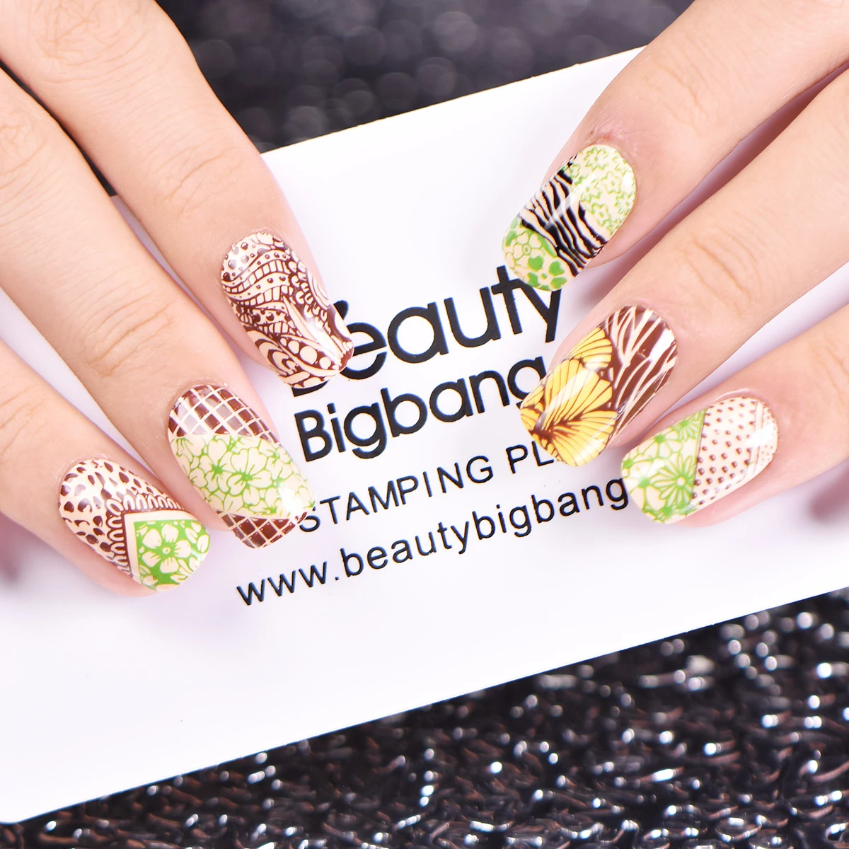 Трафарет BEAUTYBIGBANG из нержавеющей стали для стемпинга ногтей с изображением