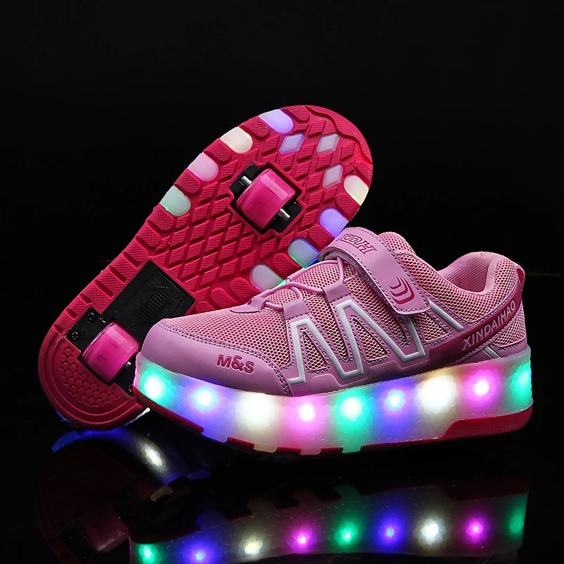 Два колеса светящиеся кроссовки USB зарядки Led световой ролик скейт обувь для детей детская обувь для мальчиков обувь для девочек свет