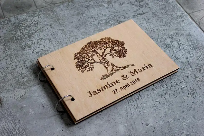 Guest Book Wooden Tree Personalised Guest Book Wood Wedding Decoration Party 