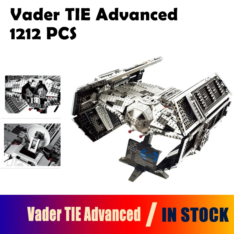 

Model Building Kit 05055 1212Pcs Vader TIE advanced fighter aircraft Blocks Bricks Compatible 10175 Children