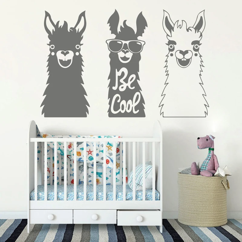 Set 3 Llama Dinding Hewan Alpaka Stiker Besar Llama Alpacas Kebun
