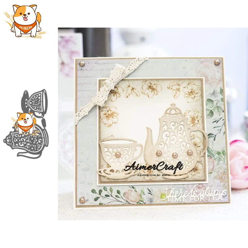 

Teacup Kettle Pot Metal Cutting Dies Scrapbooking Stencil For DIY Paper Card Decorative Embossing Die Cut Craft Dies New 2019