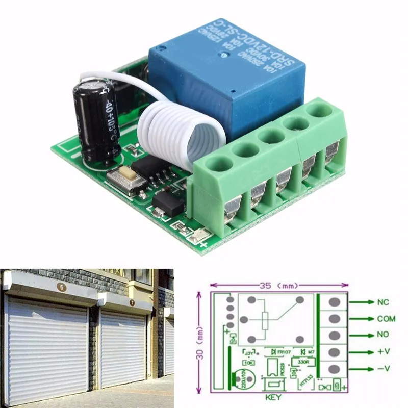 

DC 12V 1 Ch 433MHz Wireless Relay RF Remote Control Switch Heterodyne Receiver Favorable Price Promotion