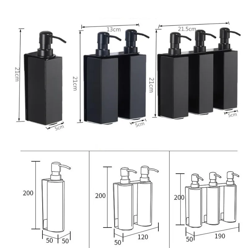 LIUYUE дозаторы для мыла, лосьона, Черная Нержавеющая Сталь, ванная комната, настенная Квадратная бутылка для кухонной раковины, дозатор для мыла, лосьона