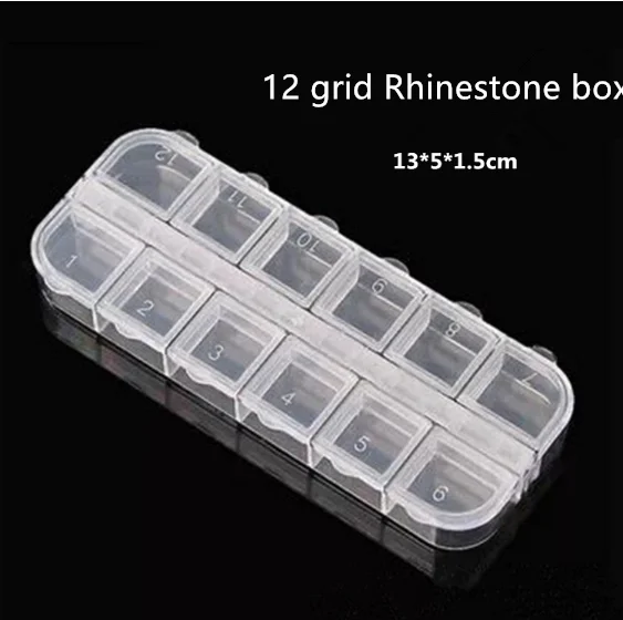 

1pcs Nail tool drill jewelry box storage box 12 grid double flip top box alone open rhinestone Nail Art Equipment