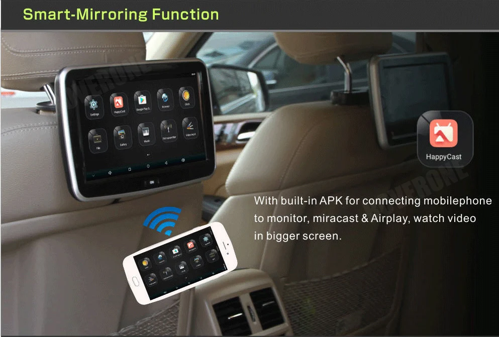 

RoverOne 2Pcs X 10.1'' Android Quad-Core Touch Screen Car Headrest TFT LCD Monitor Head Rest Display 1080P Multimedia MP5 Player