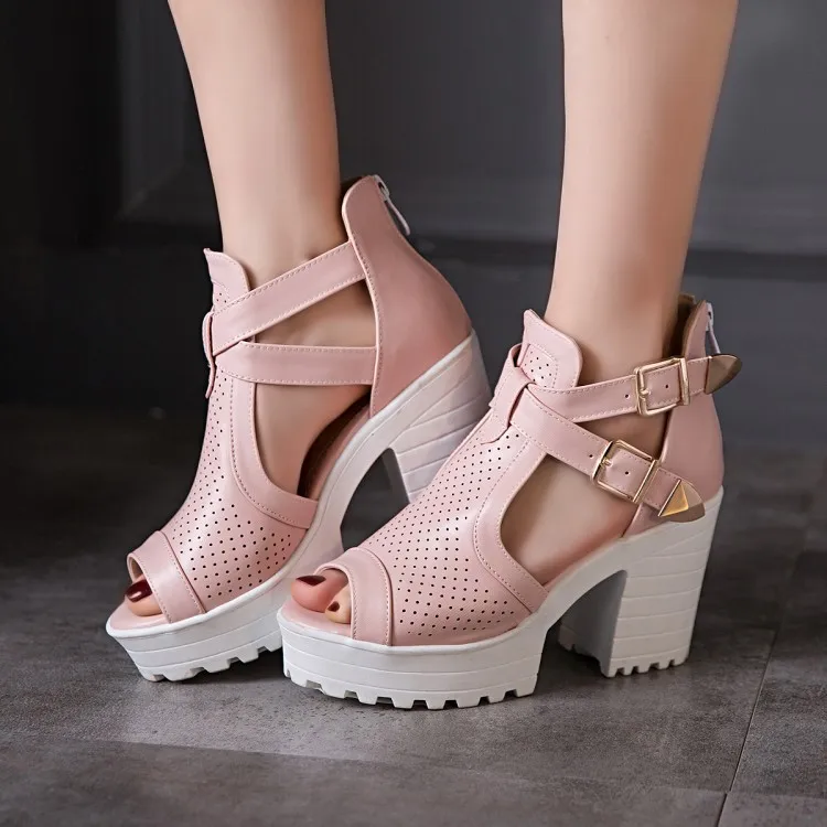 

Big Size 11 12 high heels sandals women shoes woman summer ladies Fishmouth waterproof platform sandals