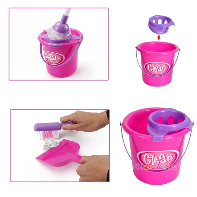 Kids Toys Baby Play Housekeeping Toys Mini Simulation Mop Broom Bucket Swab Kids Role Playing Pretend Play Educational Toy 6