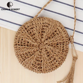 

2019 Straw Bags Women New Summer Rattan Shoulder Bag Handmade Woven Beach CrossBody Bag Flap Bohemia Handbag Bali Box