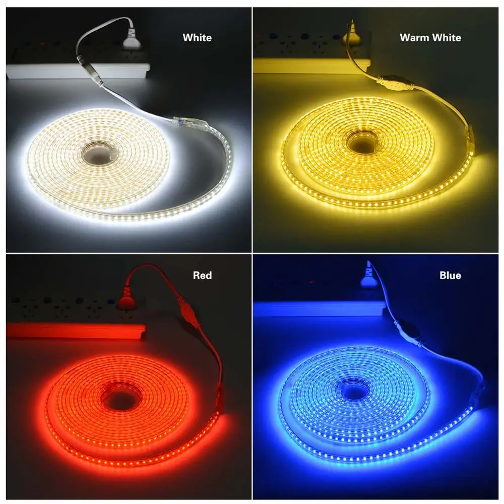 Светодиодная лента SMD5050 5050 В переменного тока водонепроницаемая уличная 220 1 м 2 3 4