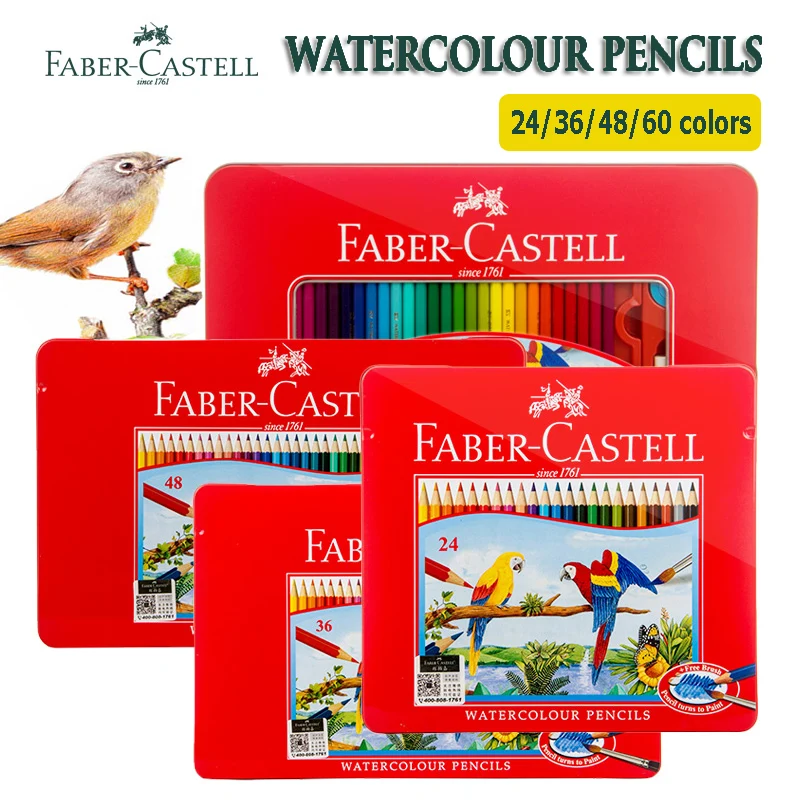 Faber Castell-Crayon d'interconnexion, crayon pastel soluble dans l'eau, crayons aquarelle, 12, 24, 48, 60, 72, 18 ensembles