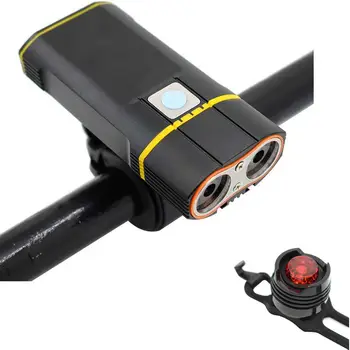 

6000LM USB Bike Light 2x XML-L2 LED Bicycle Lights With Rechargeable Battery Cycling Front Light +Handlebar Mount