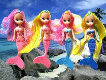Free Shipping Girl Birthday Gift Christmas Gift With Box 4pcs Cute Mermaid Doll Doll Accessories For