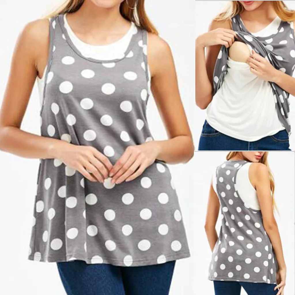 

Huang Neeky W#4 NEW FASHION Casual 2PC Women Pregnant Sleeveless Print Tops Breastfeeding Nusring Maternity Clothes Summer Hot