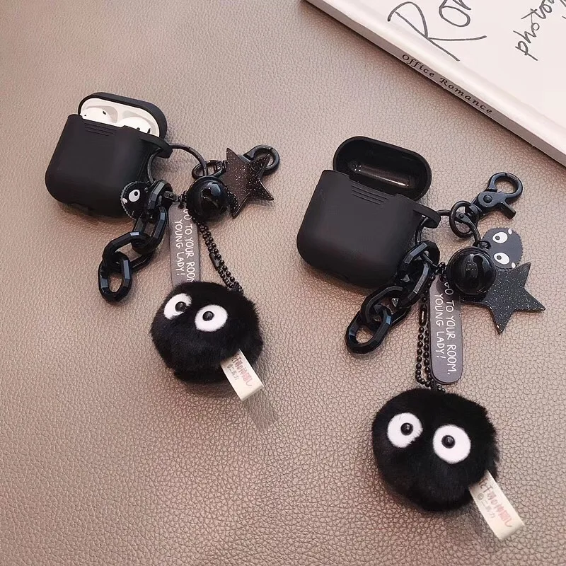 

Luxury Brand Hairball Elf Pendant Keychain Cartoon Silicone Case For Apple Airpods 1 2 Wireless Bluetooth Headset
