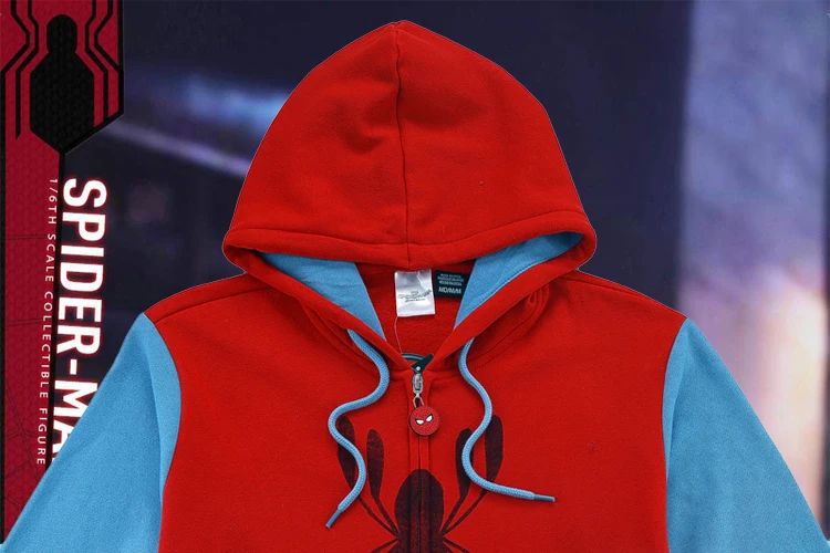 [Несколько запасов] Fleece плюс размер Человек-паук, флисовая толстовка с капюшоном, верхняя куртка Человек-паук на молнии, высокое качество