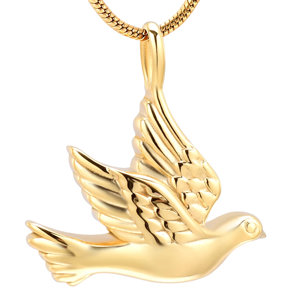 DJX10041 Gold Color Peace Dove Cremation Jewelry Pet Memorial Urn