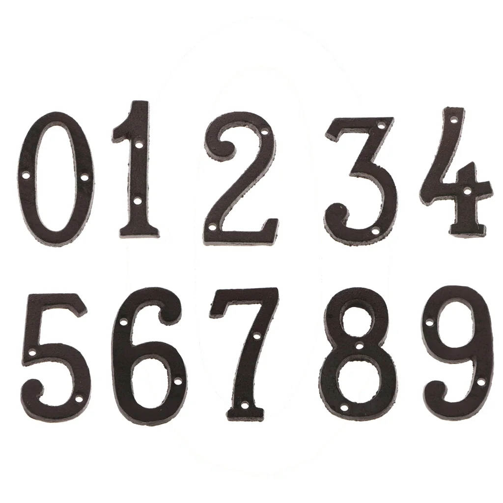 Cast Wrought Iron House Office Door Number Signs Plaque Country Style Digits Sticker Plaque Home Hotel Room Door Decor 0-9