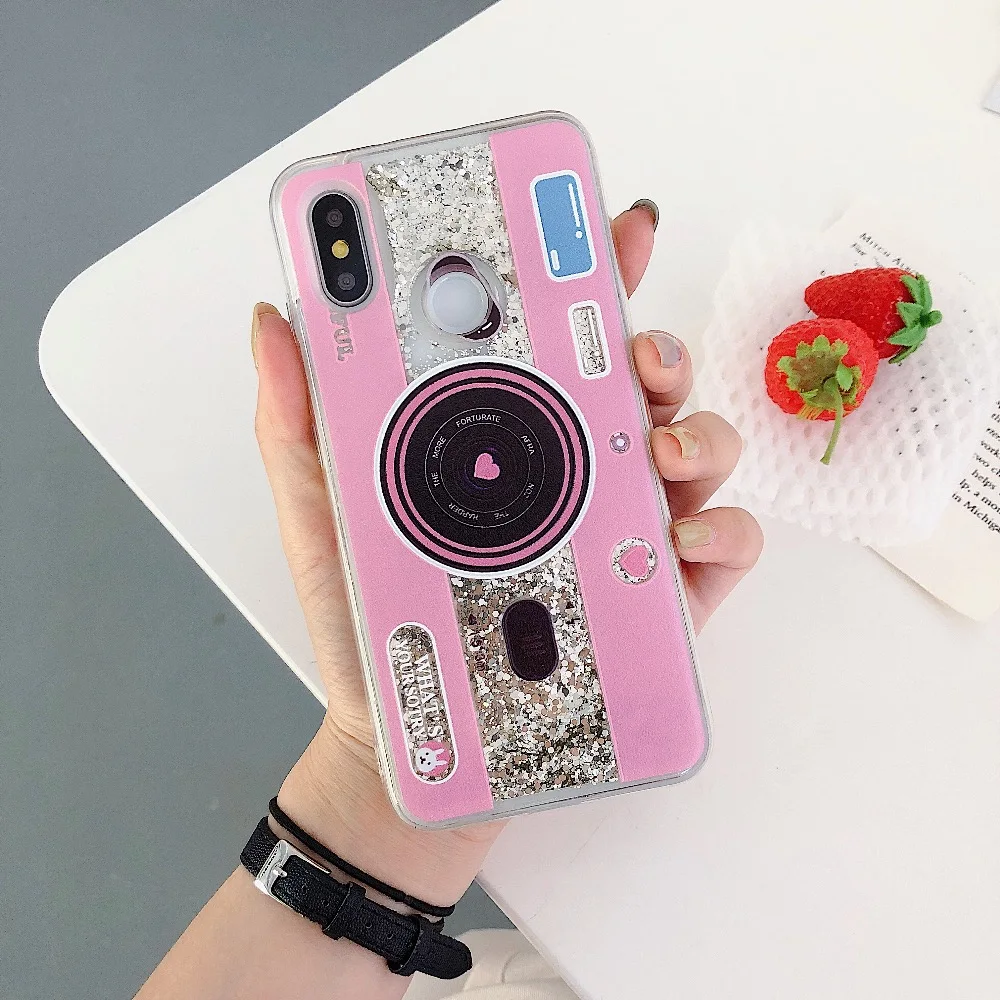 

3D Soft Silicon Liquid Quicksand Camera Case For iPhone 6 6PLUS 7 7PLUS 8 8PLUS Pink Fashion TPU for iPhone X XS XR XS MAX