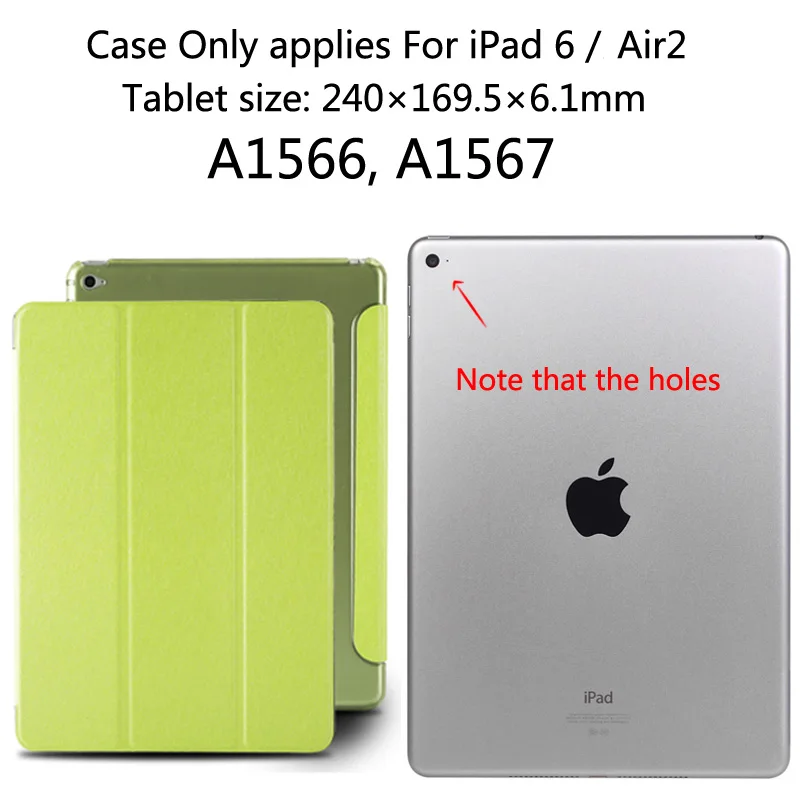 Green Чехол для IPad 6/Air 2 Smart Sleep, Ультратонкий дизайнерский кожаный чехол для планшета для iPad6/Air2 A1566 A1567+ пленка - Цвет: Green