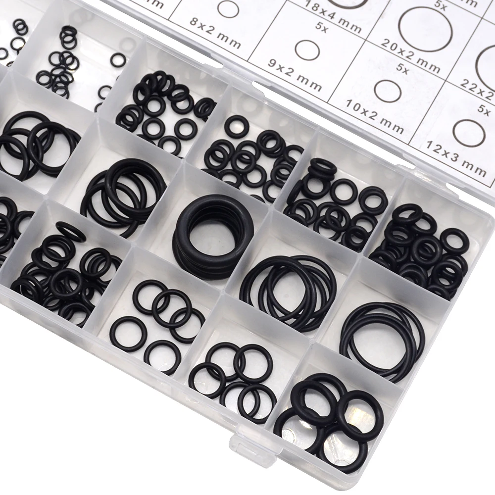 225pcs Assorted Rubber O-Ring Washer Seals Gasket Assortment Set for Car o-Ring Adhesive