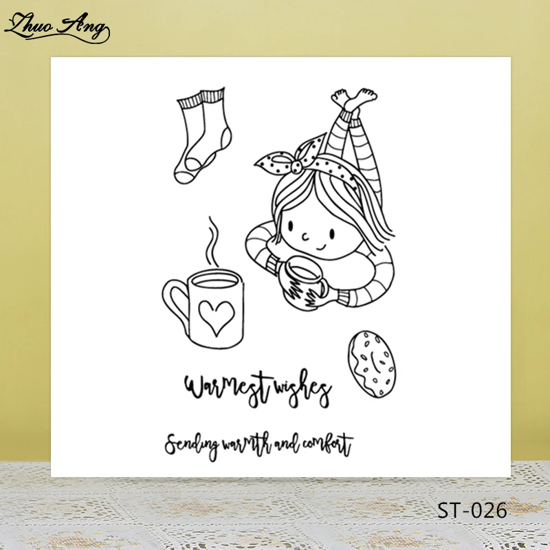 

ZhuoAng Cute little girl Transparent Clear Silicone Stamp/Seal for DIY scrapbooking/photo album Decorative clear stamp