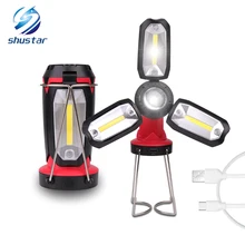 Wielofunkcyjny akumulator oświetlenie robocze COB LED latarka Camping light 6 tryby oświetlenia odkształcalne oświetlenie fantazyjne za pomocą kabla USB