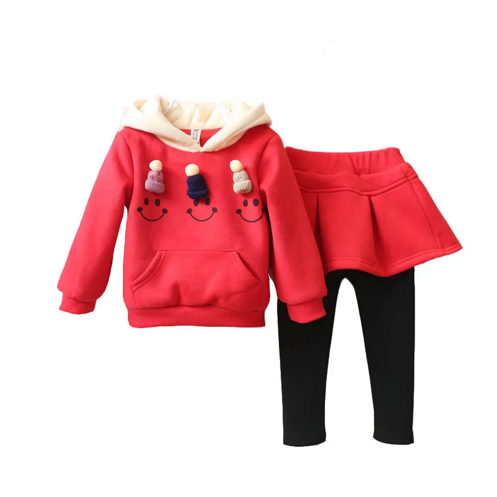 

Toddler Baby Girls Outfits Clothes Hooded Sweatshirt +Pants Set Kids T-shirt Tops Thicken Warm Autumn Winter Tracksuit #Z1