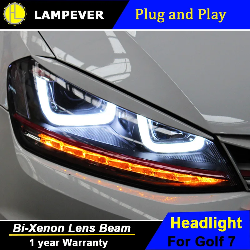 Фары Lampever для VW Golf7 2013-2015 светодиодный ные фары гольфа 7 R DRL Биксеноновые линзы