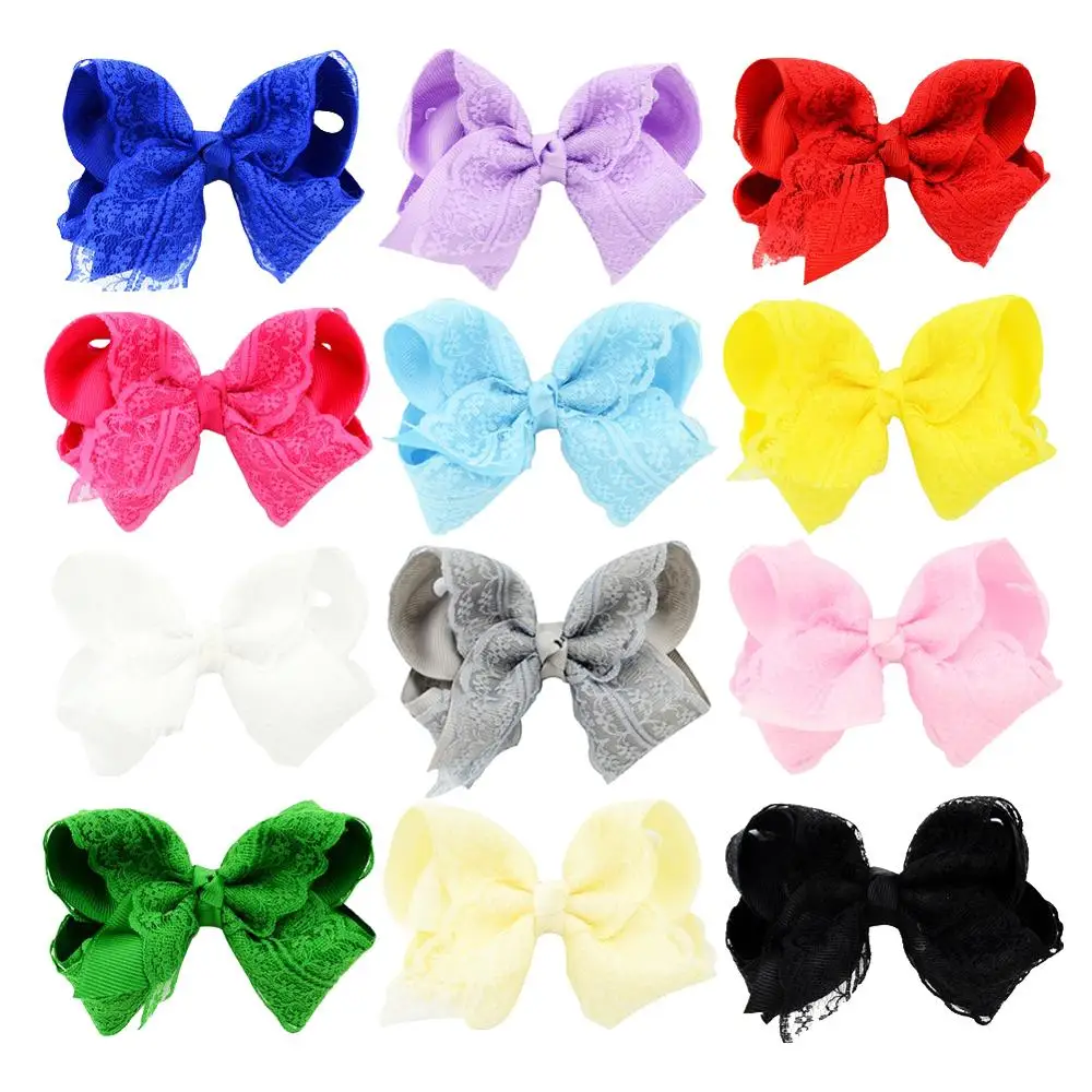 1PCS Hair Pins Lace Textured Band Bowknot Girls Candy Color Clips Summer Children Dress Up Birthday Gift Accessories |