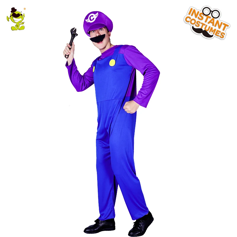 Лидер продаж, костюм Waluigi, маскарадный костюм, маскарадный костюм, костюм-талисман, брат Марио, фиолетовый и зеленый костюм, маскарадный костюм, одежда для маскарада, карнавальные вечерние костюмы