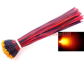 

10pcs 3mm pre wired orange diffused Led Light Lamp 12V DC 20cm prewired LED New