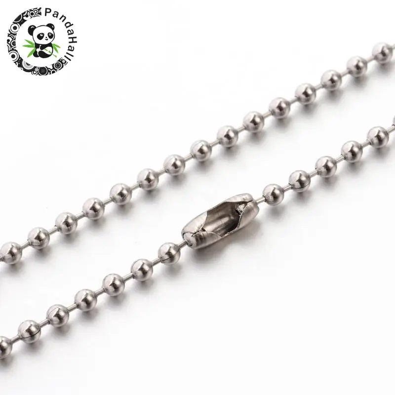 

304 Stainless Steel Ball Chain Necklaces, Stainless Steel Color, 23.6", 2.4mm