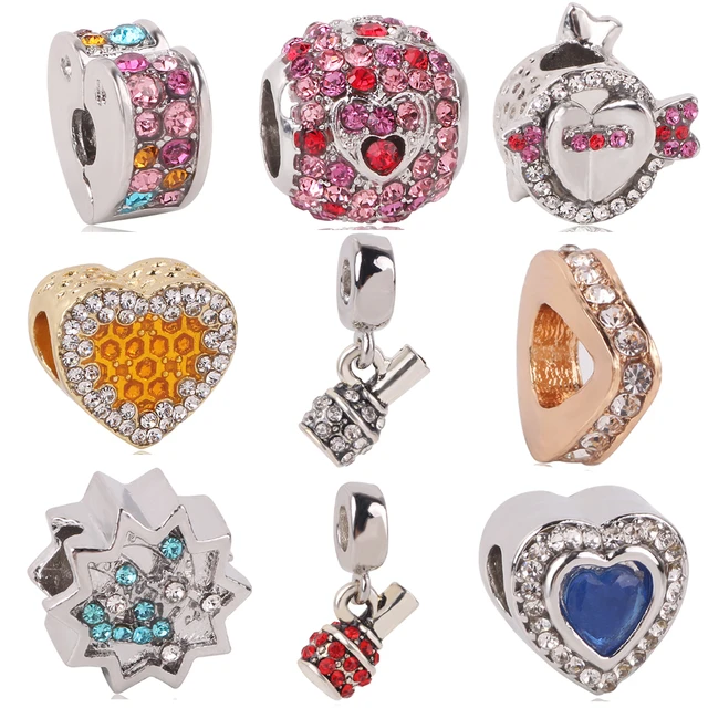 New Original 925 Silver Nail polish Love Bead Enamel Pendant Dangle Charm Fit Pandora