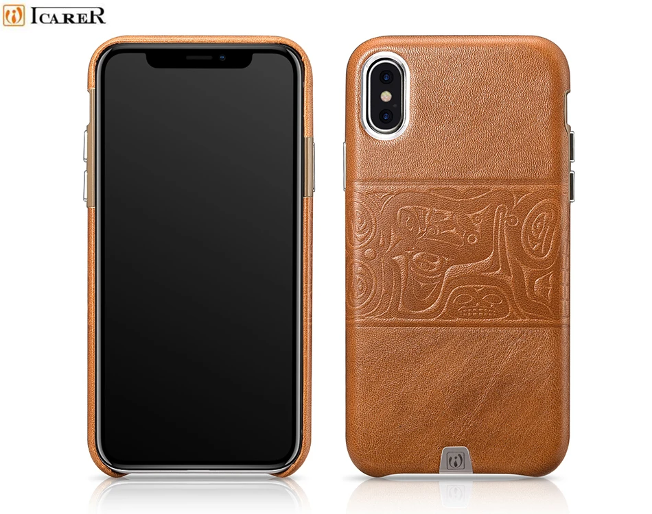 iCarer Vintage National Style Totem Genuine Leather Case