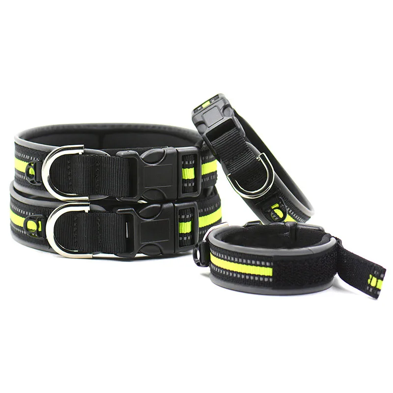 

Nylon Buckle Reflective Dog Collar Padded Pet Collar with Ring Comfortable to Wear Adjustable Dog Collar for Small to Large Dogs